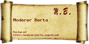 Moderer Berta névjegykártya